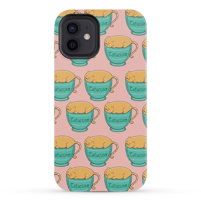 iPhone 12 mini StrongFit Catuccino Pattern 2 by Coffee Man