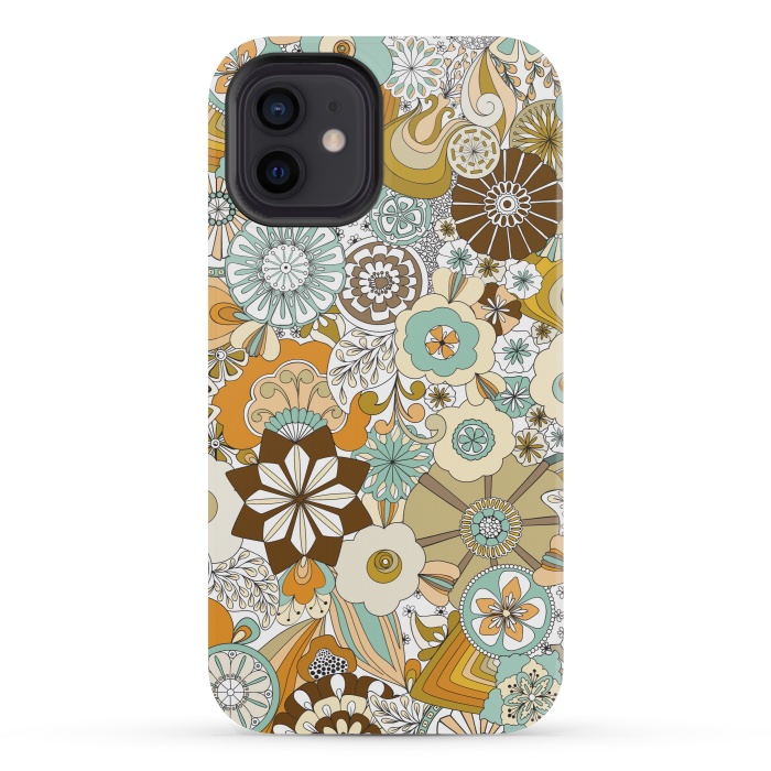 iPhone 12 mini StrongFit Flowers, Flowers Everywhere Retro Colors by Paula Ohreen