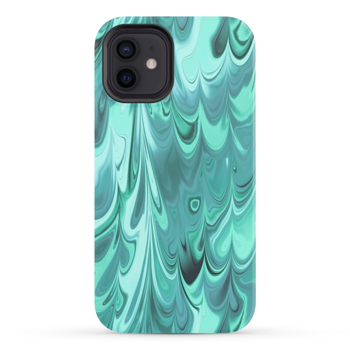 iPhone 12 StrongFit Faux Turquoise Marble 2 by Andrea Haase