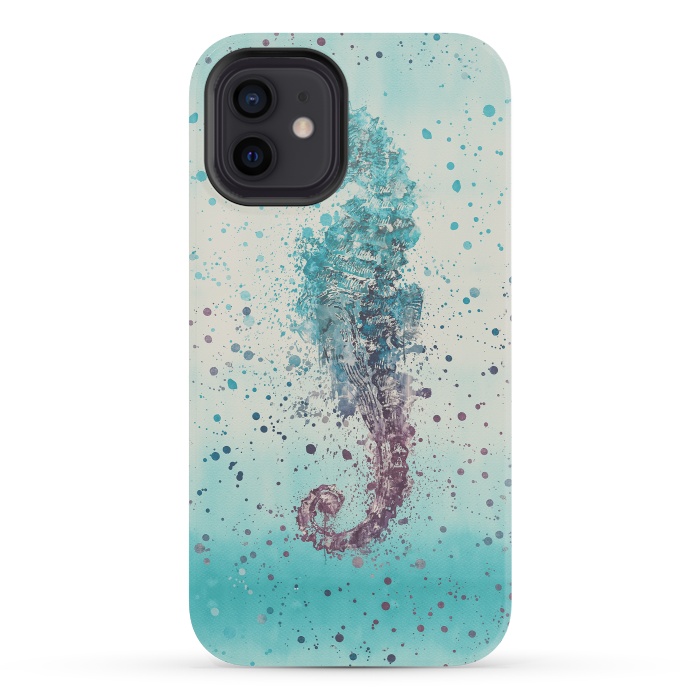 iPhone 12 mini StrongFit Seahorse Watercolor Art by Andrea Haase
