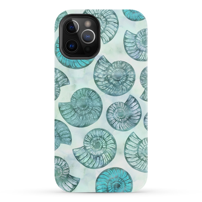 iPhone 12 Pro StrongFit Teal Fossils And Ammonites by Andrea Haase