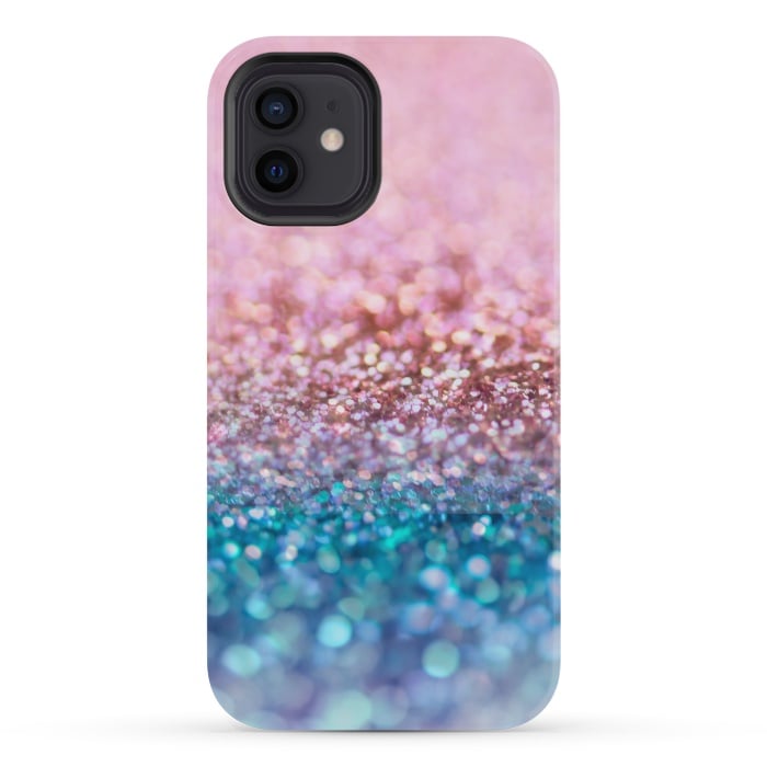 iPhone 12 mini StrongFit Teal and Rose Gold Glitter Dance by  Utart