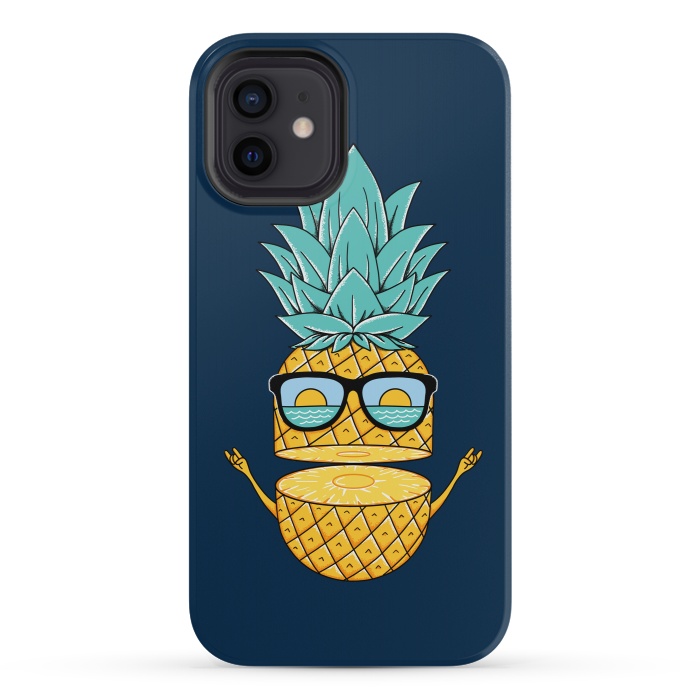 iPhone 12 mini StrongFit Pineapple Sunglasses Blue by Coffee Man