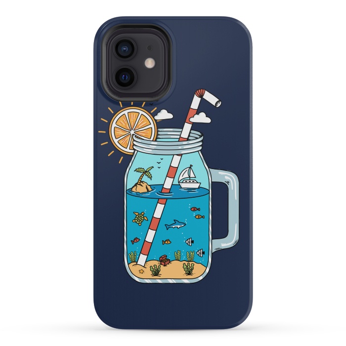 iPhone 12 mini StrongFit Drink Landscape Blue by Coffee Man