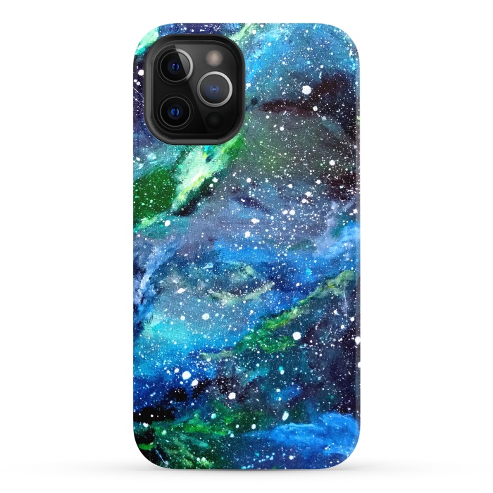 iPhone 12 Pro StrongFit Galaxy in Blue and Green by Gringoface Designs