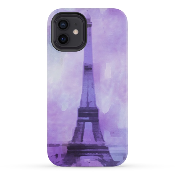 iPhone 12 mini StrongFit Purple Paris Watercolor  by Andrea Haase