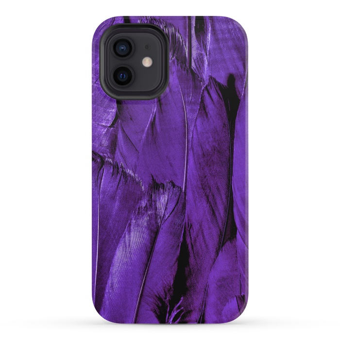 iPhone 12 mini StrongFit Purple Feathers by Andrea Haase