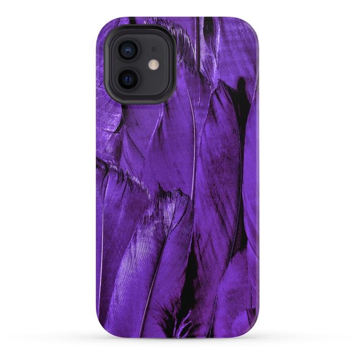iPhone 12 StrongFit Purple Feathers by Andrea Haase