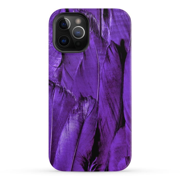 iPhone 12 Pro StrongFit Purple Feathers by Andrea Haase