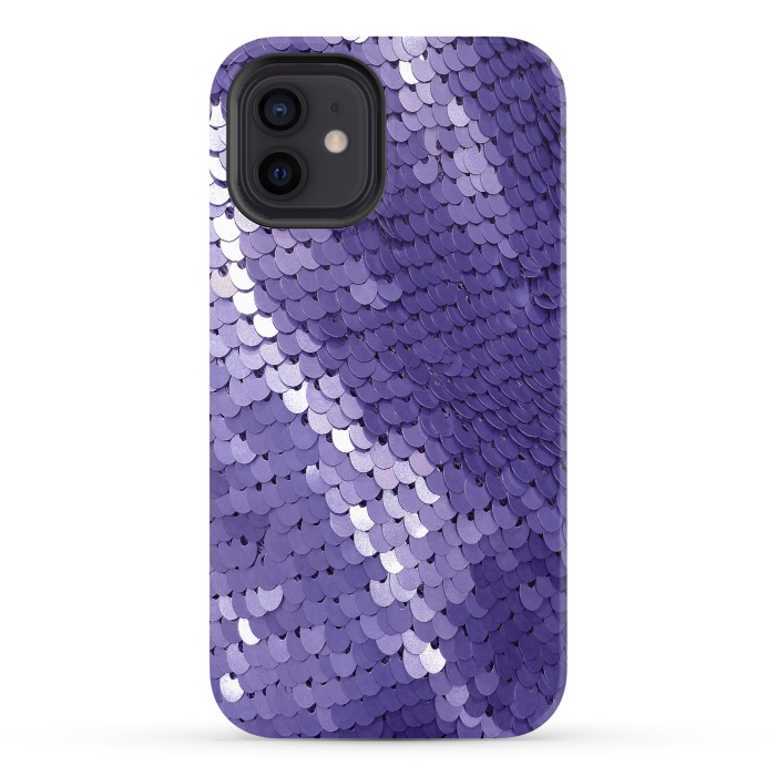 iPhone 12 StrongFit Shiny Purple Sequins  by Andrea Haase
