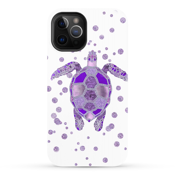 iPhone 12 Pro StrongFit Shimmering Purple Turtle by Andrea Haase