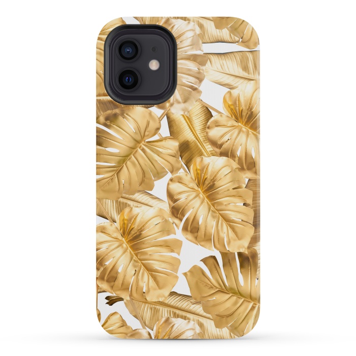 iPhone 12 mini StrongFit Aloha Gold Monstera Jungle by  Utart