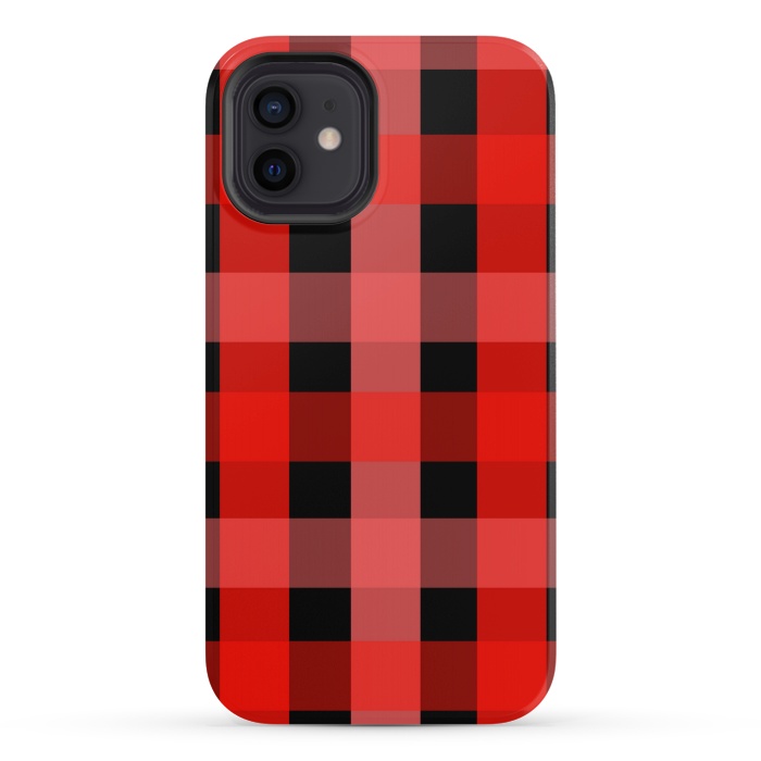iPhone 12 StrongFit red black checks by MALLIKA