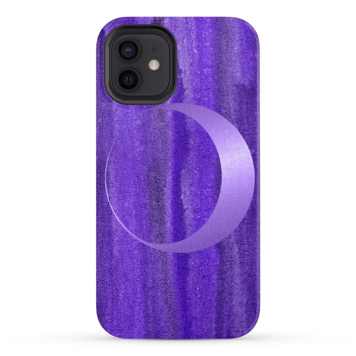 iPhone 12 StrongFit Shiny Purple Half Moon  by Andrea Haase