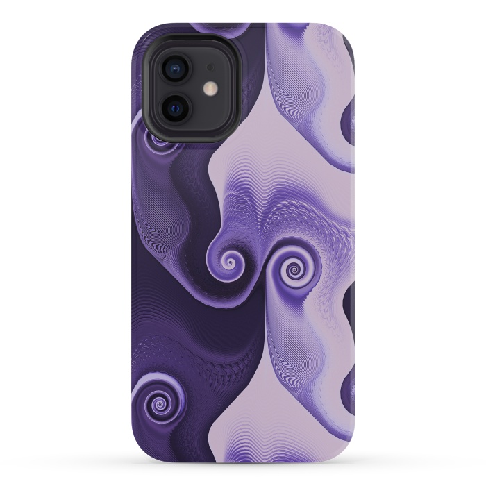 iPhone 12 mini StrongFit Fancy Purple Spirals by Andrea Haase