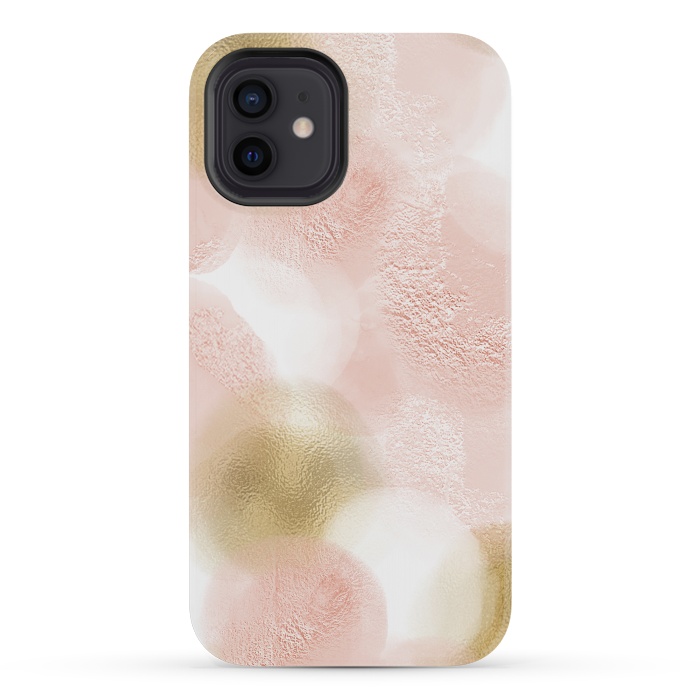 iPhone 12 mini StrongFit Gold and Pink Blush Dots by  Utart