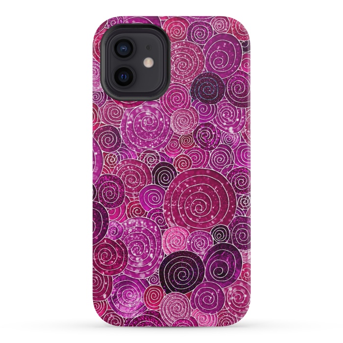 iPhone 12 mini StrongFit Pink and Purple Metal Foil Circles  by  Utart