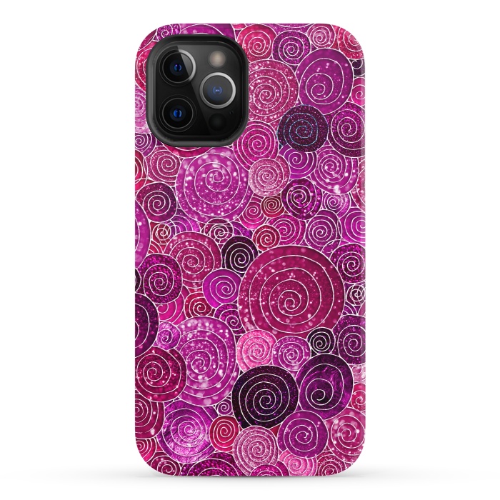 iPhone 12 Pro StrongFit Pink and Purple Metal Foil Circles  by  Utart