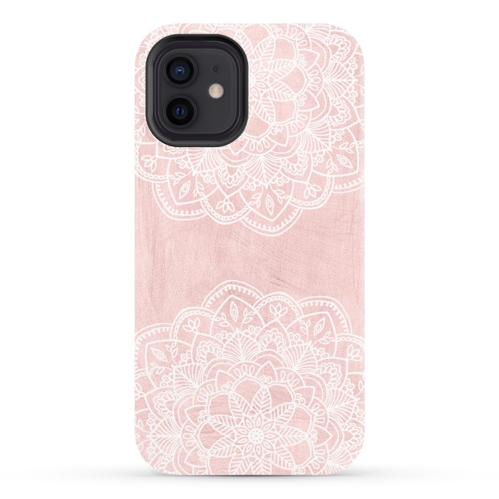 iPhone 12 StrongFit White and Pink Mandala by  Utart
