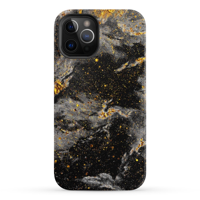 iPhone 12 Pro StrongFit Galaxy Black Gold by Gringoface Designs