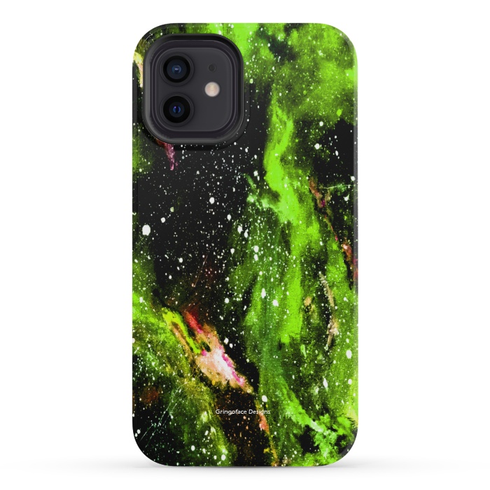 iPhone 12 mini StrongFit Green Galaxy by Gringoface Designs
