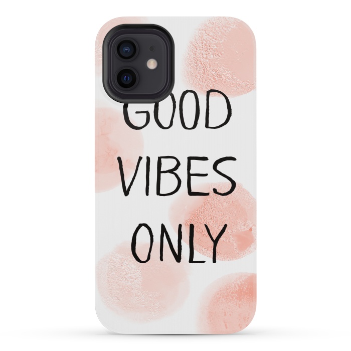 iPhone 12 mini StrongFit Good Vibes Only - Rose Gold Polka Dots by  Utart