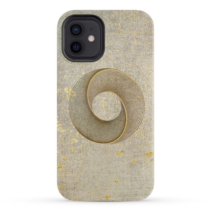 iPhone 12 StrongFit Golden Line Art Circles 2 by Andrea Haase