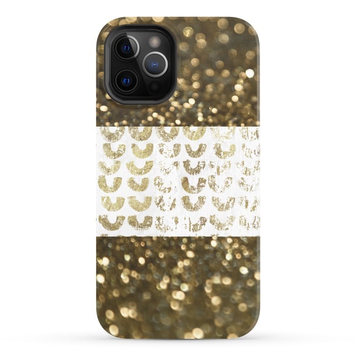 iPhone 12 Pro StrongFit Golden Glitter by Andrea Haase