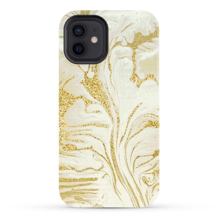 iPhone 12 StrongFit Marble Gold Glitter by Andrea Haase