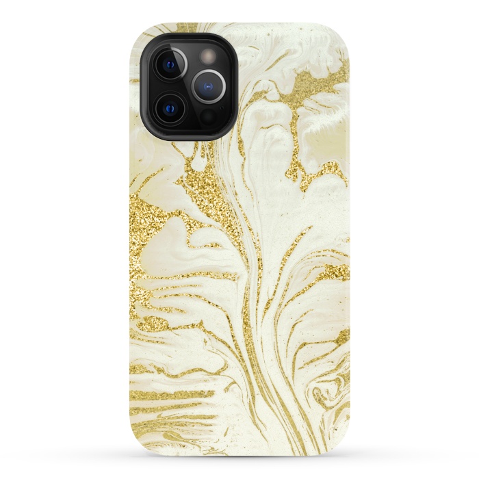 iPhone 12 Pro StrongFit Marble Gold Glitter by Andrea Haase