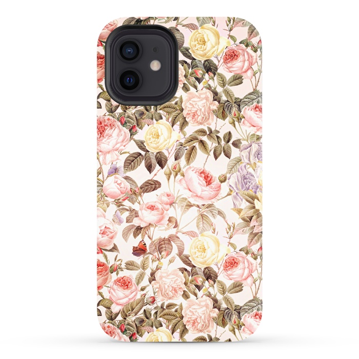 iPhone 12 StrongFit Vintage Roses Pattern by  Utart