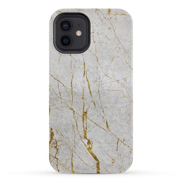 iPhone 12 StrongFit Golden Marble Veins On Concrete 2 by Andrea Haase