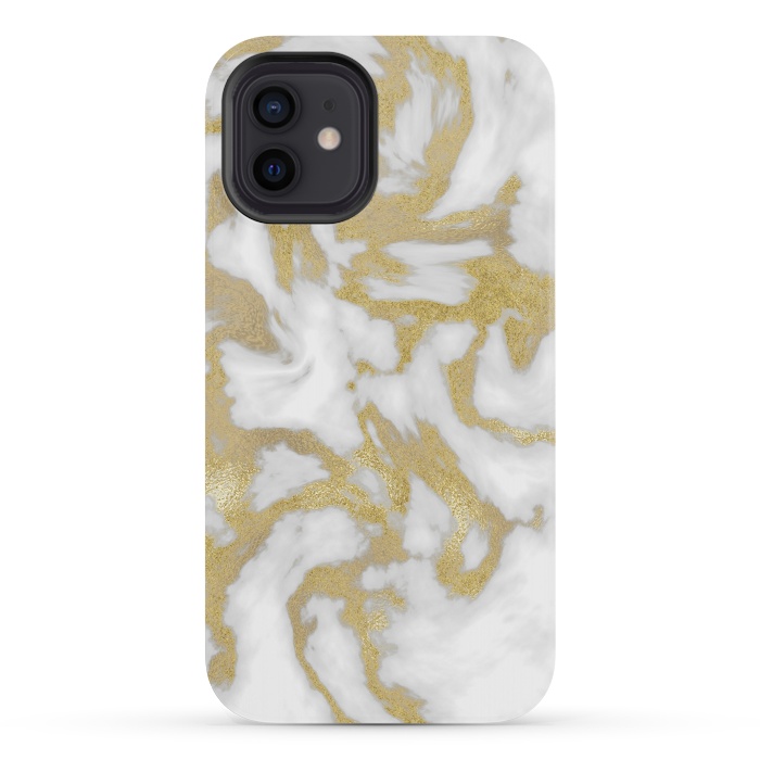 iPhone 12 mini StrongFit White Gold Faux Marble by Andrea Haase