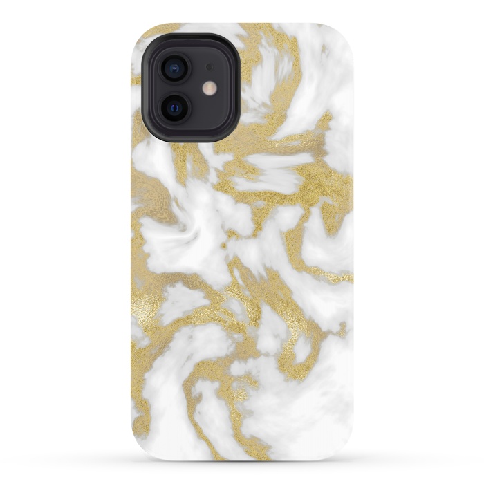 iPhone 12 StrongFit White Gold Faux Marble by Andrea Haase