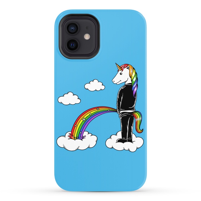 iPhone 12 StrongFit Unicorn Rainbow Blue by Coffee Man