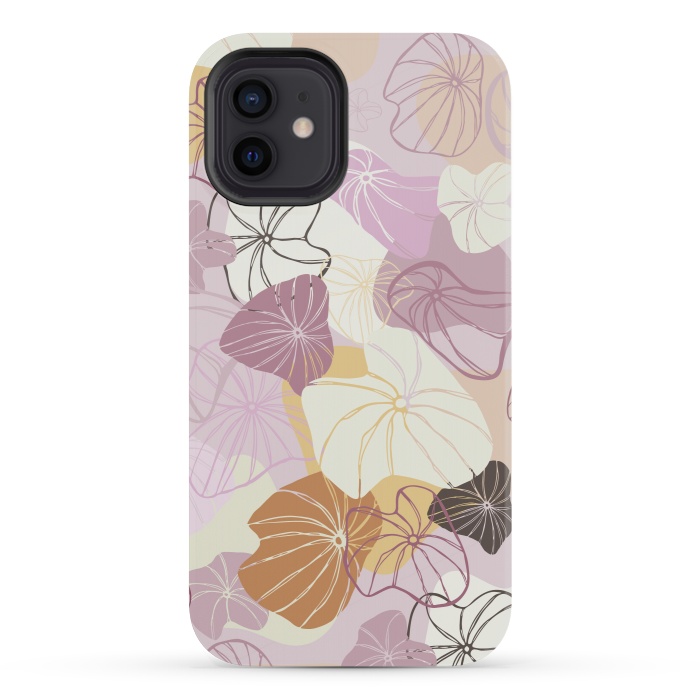 iPhone 12 mini StrongFit Abstract Dandelion Seeds in Purple and Mustard by Paula Ohreen