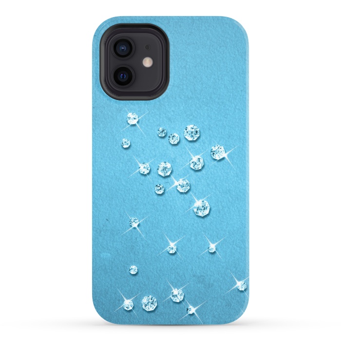 iPhone 12 StrongFit Sparkling Rhinestones on Blue by Andrea Haase