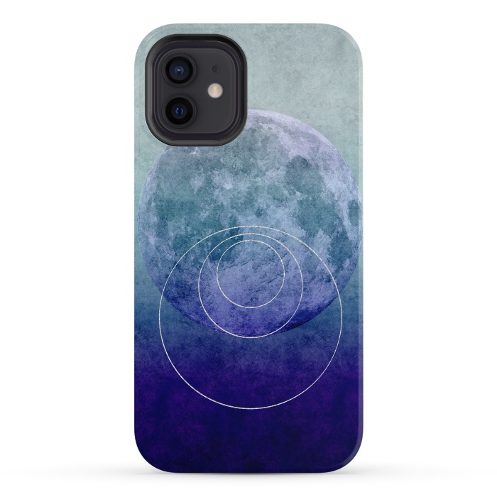 iPhone 12 StrongFit Blue Abstract Moon by Andrea Haase