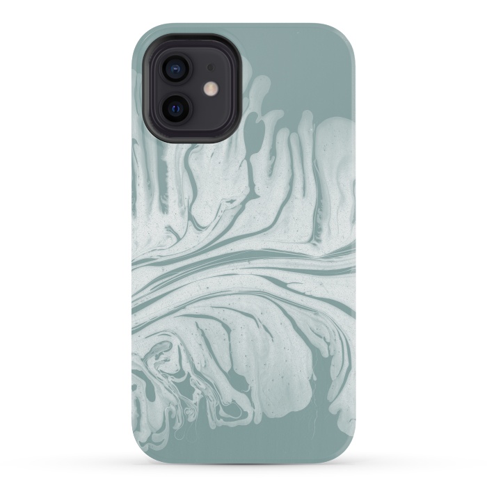 iPhone 12 mini StrongFit Teal Liquid Paint by Andrea Haase