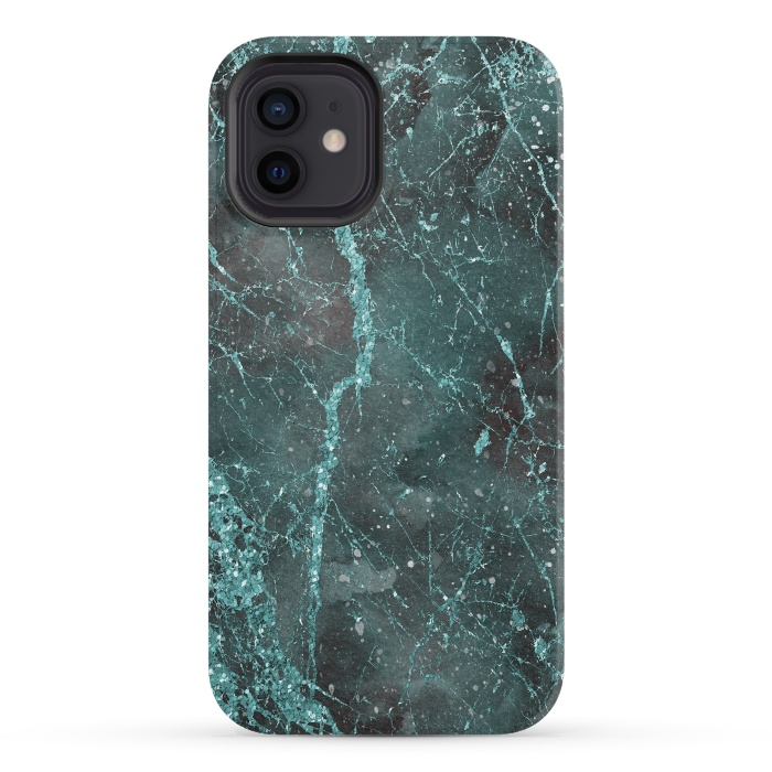 iPhone 12 mini StrongFit Glamorous Turquoise Glitter 2 by Andrea Haase