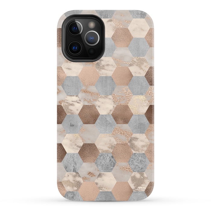 iPhone 12 Pro StrongFit Marble Rose Gold Honeycomb Pattern by  Utart