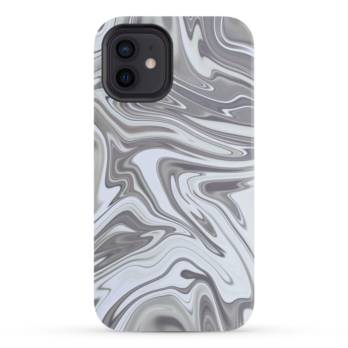 iPhone 12 mini StrongFit Grey White Shimmering Marble 2 by Andrea Haase