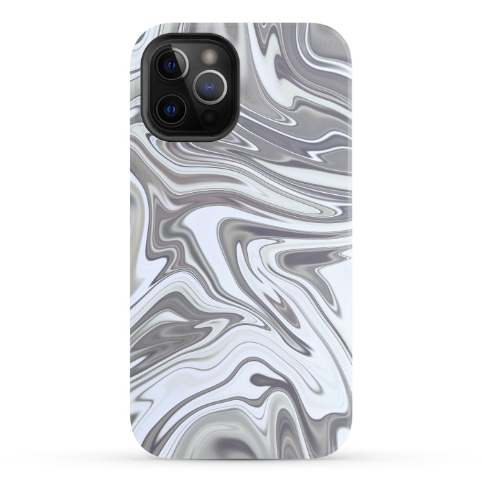iPhone 12 Pro StrongFit Grey White Shimmering Marble 2 by Andrea Haase