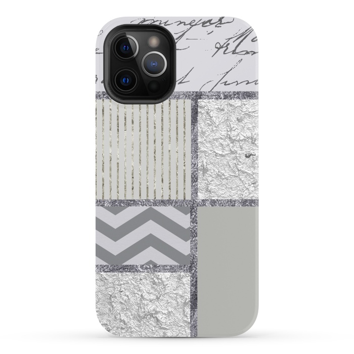 iPhone 12 Pro StrongFit Silver And Grey Collage by Andrea Haase