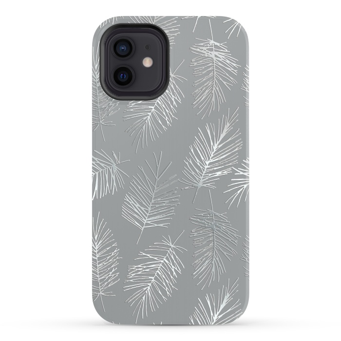 iPhone 12 StrongFit Silver Palm Leaves by Andrea Haase
