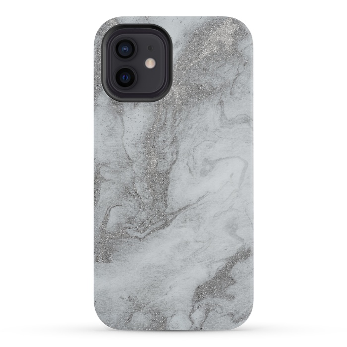 iPhone 12 mini StrongFit Grey Silver Marble 2 by Andrea Haase