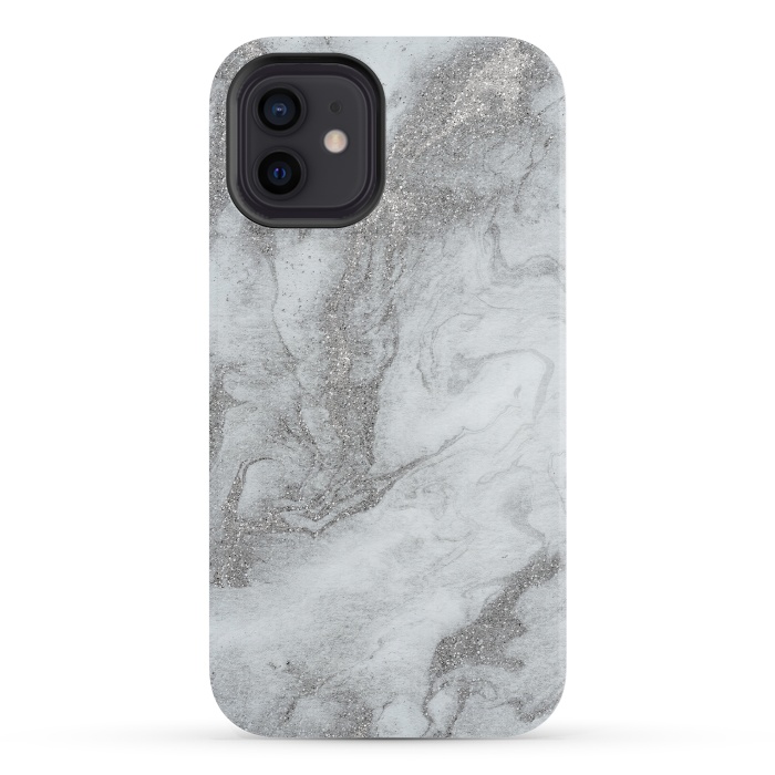 iPhone 12 StrongFit Grey Silver Marble 2 by Andrea Haase