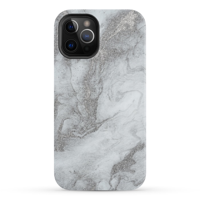 iPhone 12 Pro StrongFit Grey Silver Marble 2 by Andrea Haase