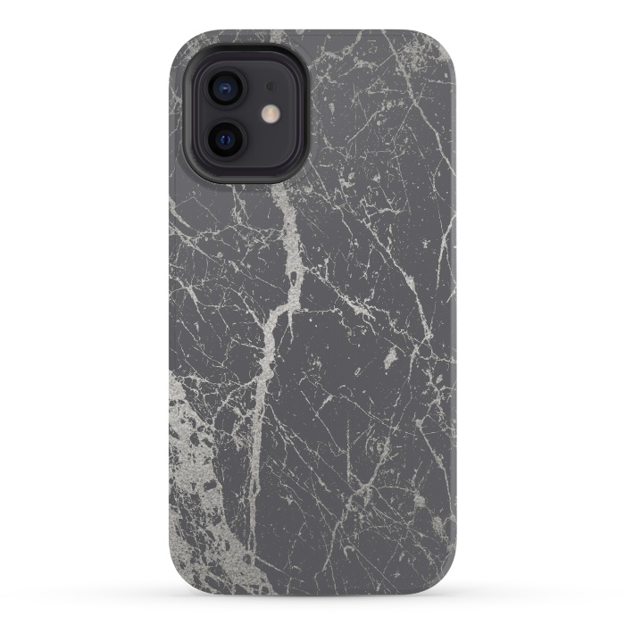 iPhone 12 mini StrongFit Elegant Silver Marble 2 by Andrea Haase