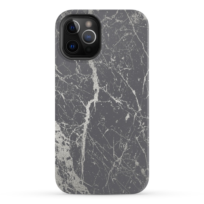 iPhone 12 Pro StrongFit Elegant Silver Marble 2 by Andrea Haase